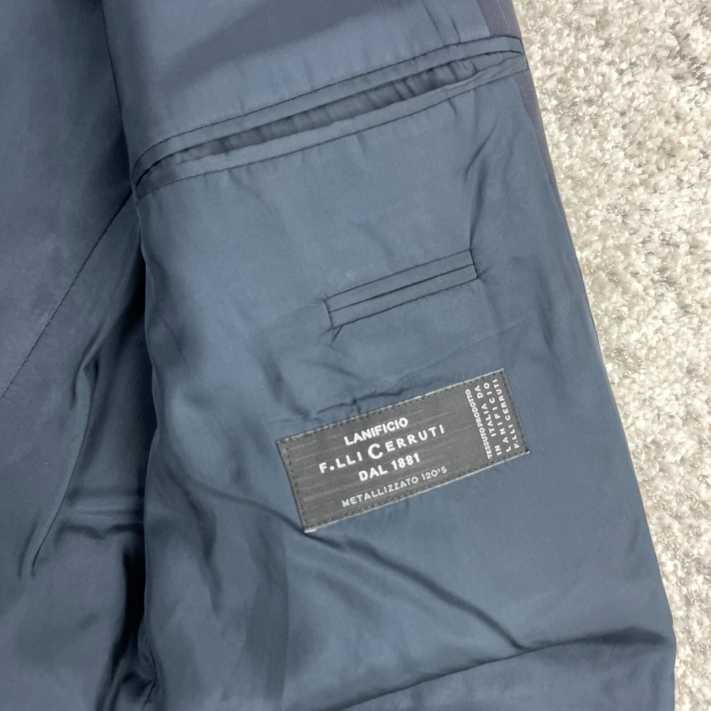 Hugo Boss Jacket 44R Angelico Lanificio Cerruti Wool Pinstripe Navy Blue Suit - Picture 6 of 15